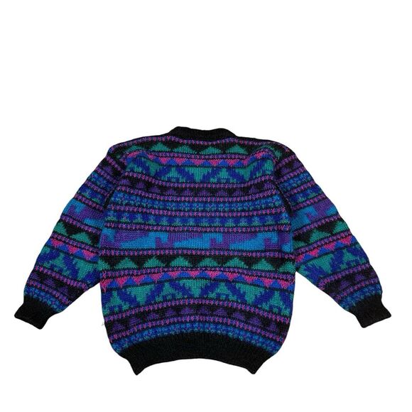 Vintage Icelandic Design Sweater Women M Mohair Wool Handmade Blue Purple Fluffy - Picture 5 of 11